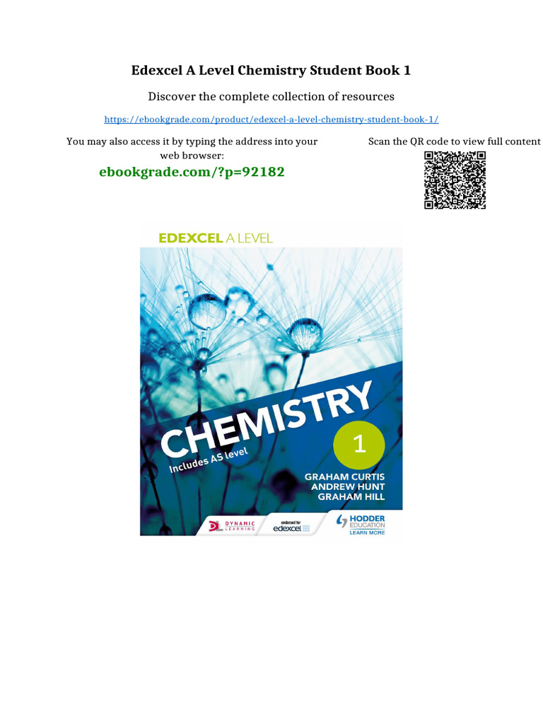 Edexcel A Level Chemistry Student Book 1 Available Instanly | PDF ...