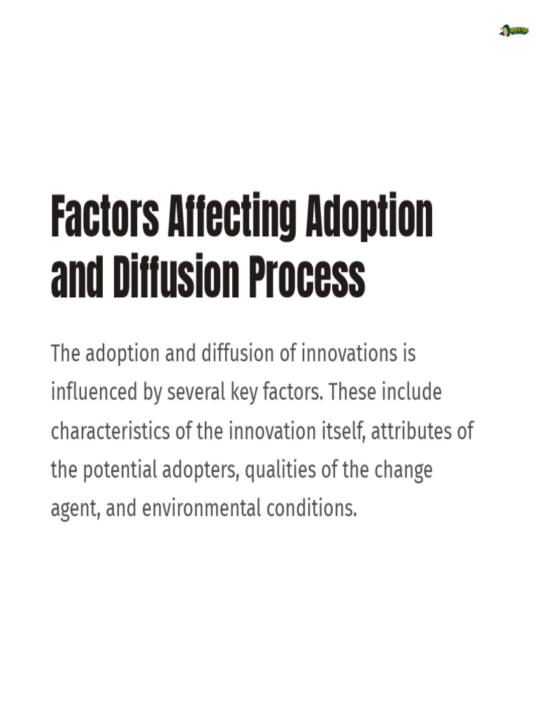 Factors Affecting Adoption and Diffusion Process | PDF | Innovation ...