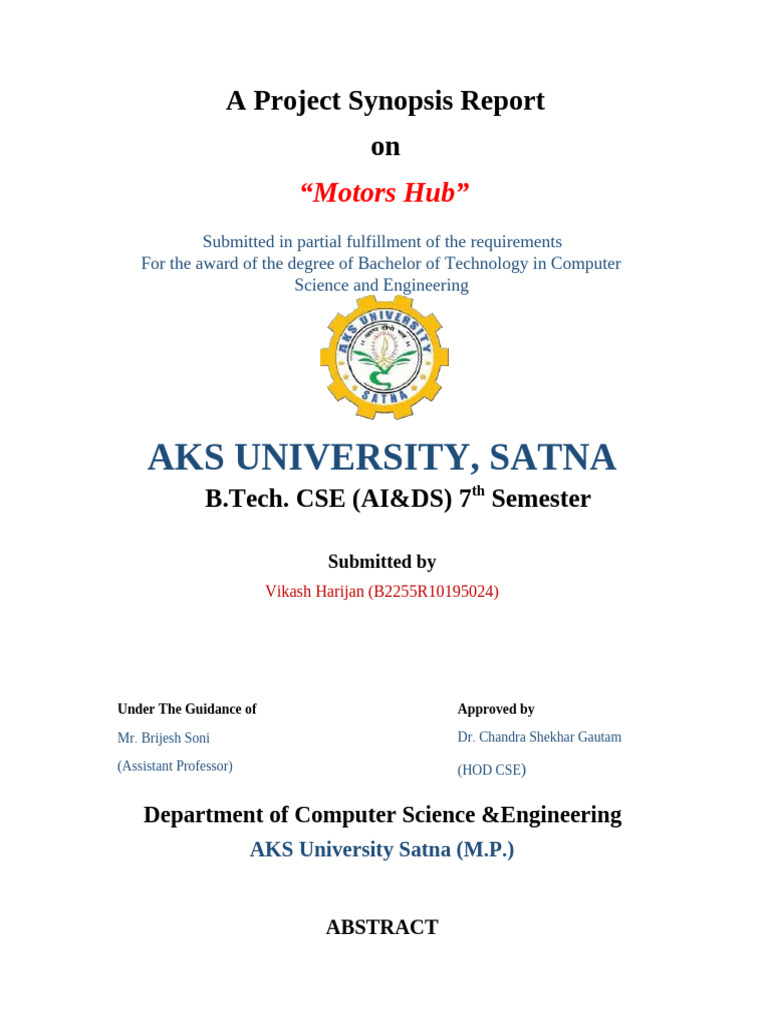 CSE Synopsis Template Vikash | PDF | Artificial Intelligence ...