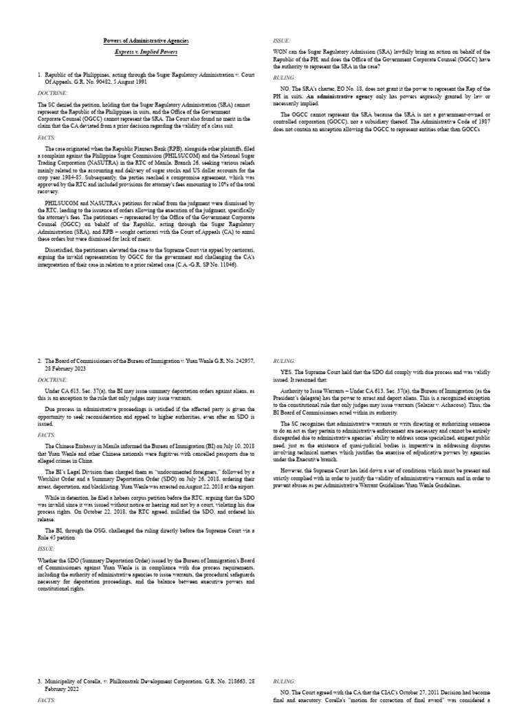 ADMIN LAW - Compilation of Cases | PDF | Lawsuit | Supreme Court Of The ...