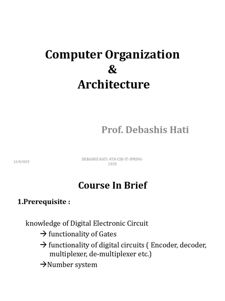 1 COA 2025 4TH DEC Introduction | PDF | Computer Architecture | Central ...