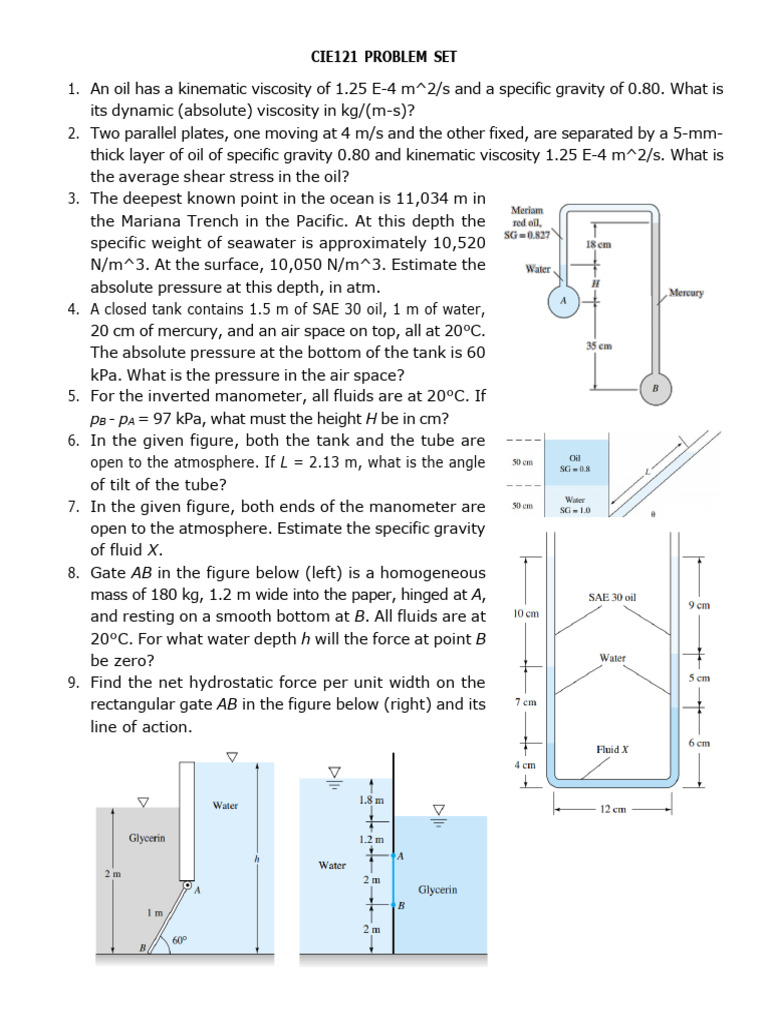 Cie121 Problem Set: P - P H L | PDF | Pressure | Pressure Measurement