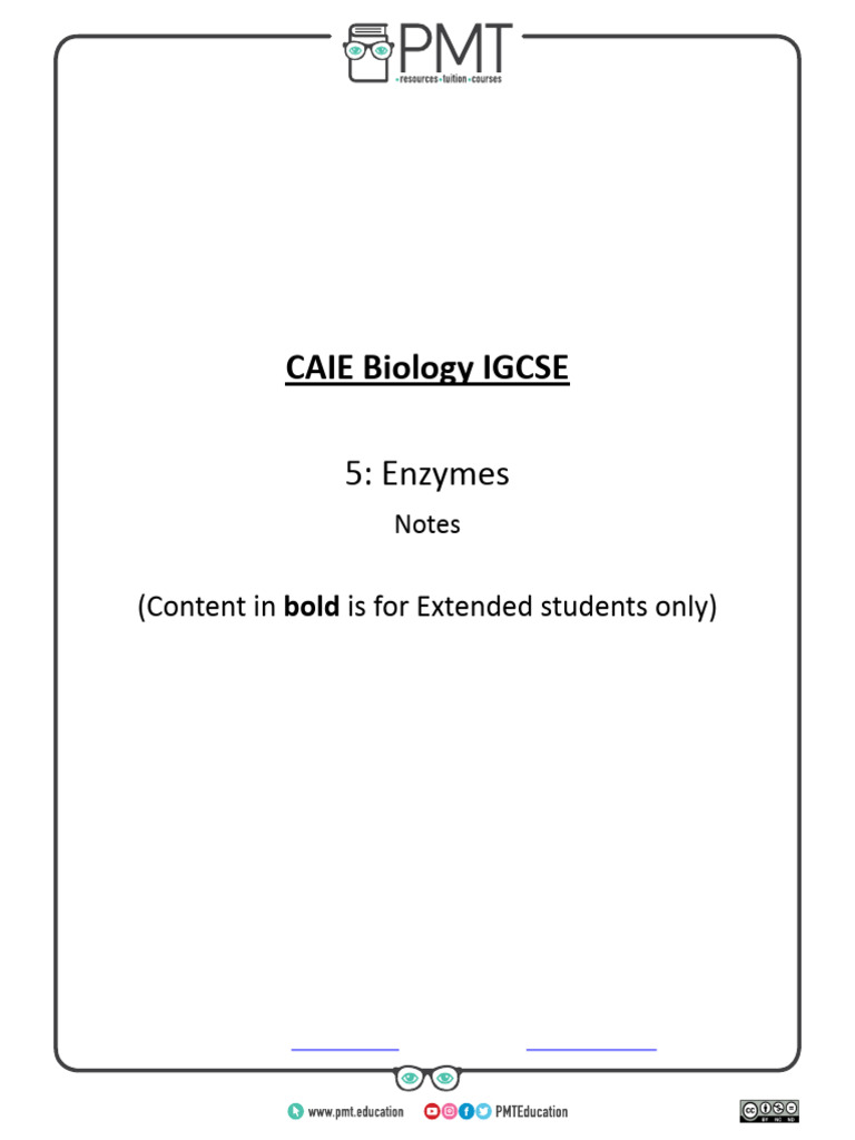 Summary Notes - Topic 5 Enzymes - CAIE Biology IGCSE | PDF ...