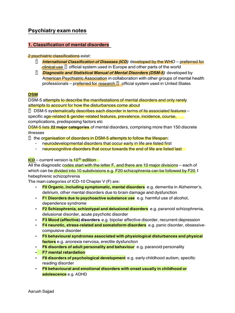 Psychiatry Notes 3 | PDF