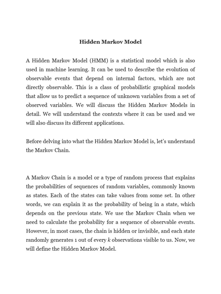 A Hidden Markov Model | PDF | Markov Chain | Applied Mathematics