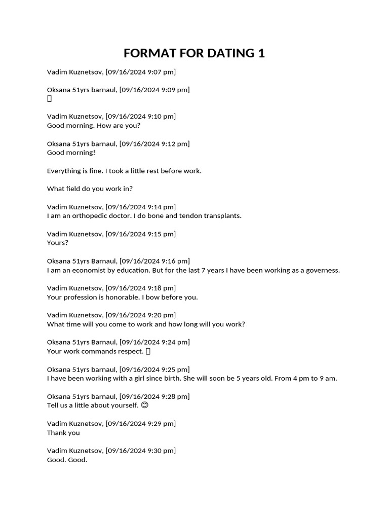 Format for Dating 1 | PDF