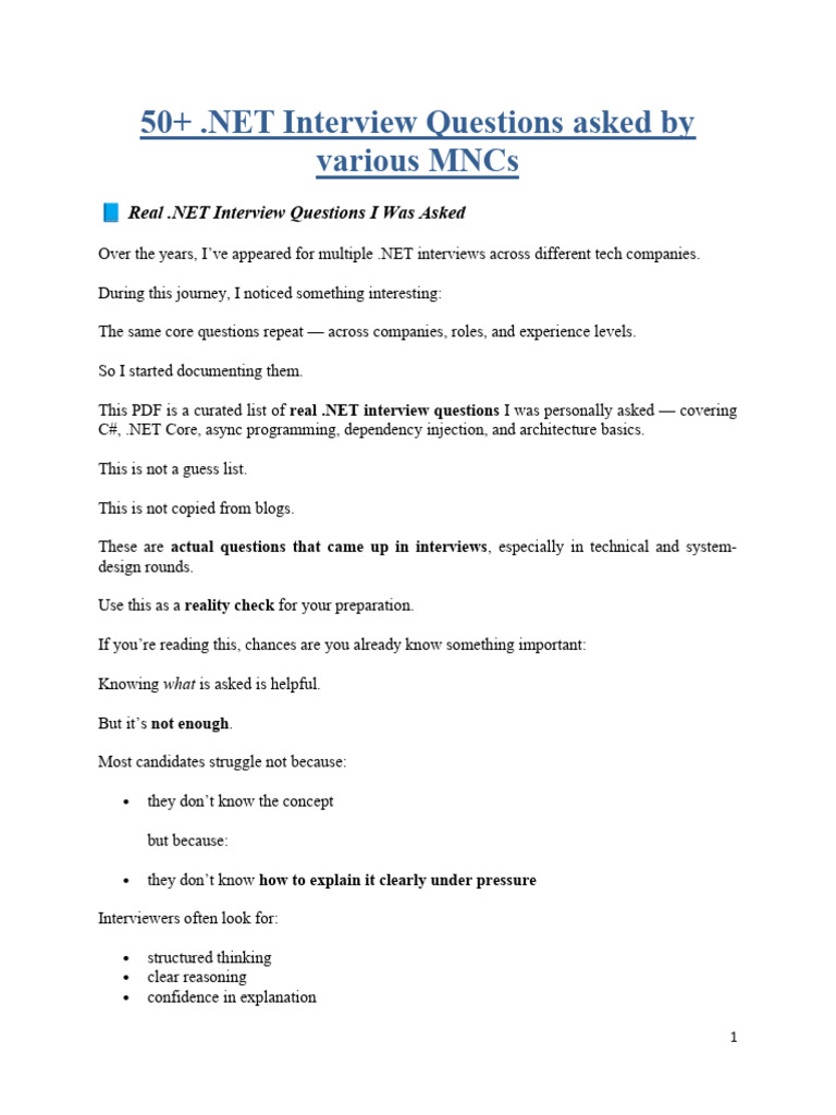 50 Real NET Interview Questions 1767512320 | PDF