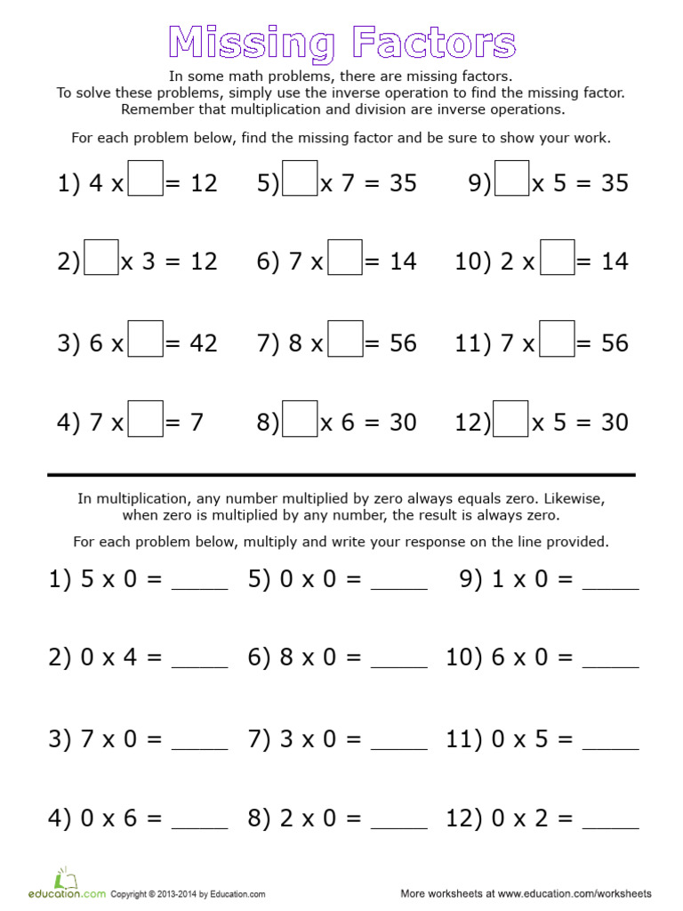 Find Missing Factors | PDF