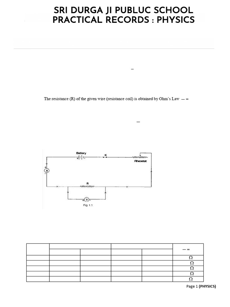 Xii Physics Practical 2025-26 | PDF | Electrical Resistance And ...