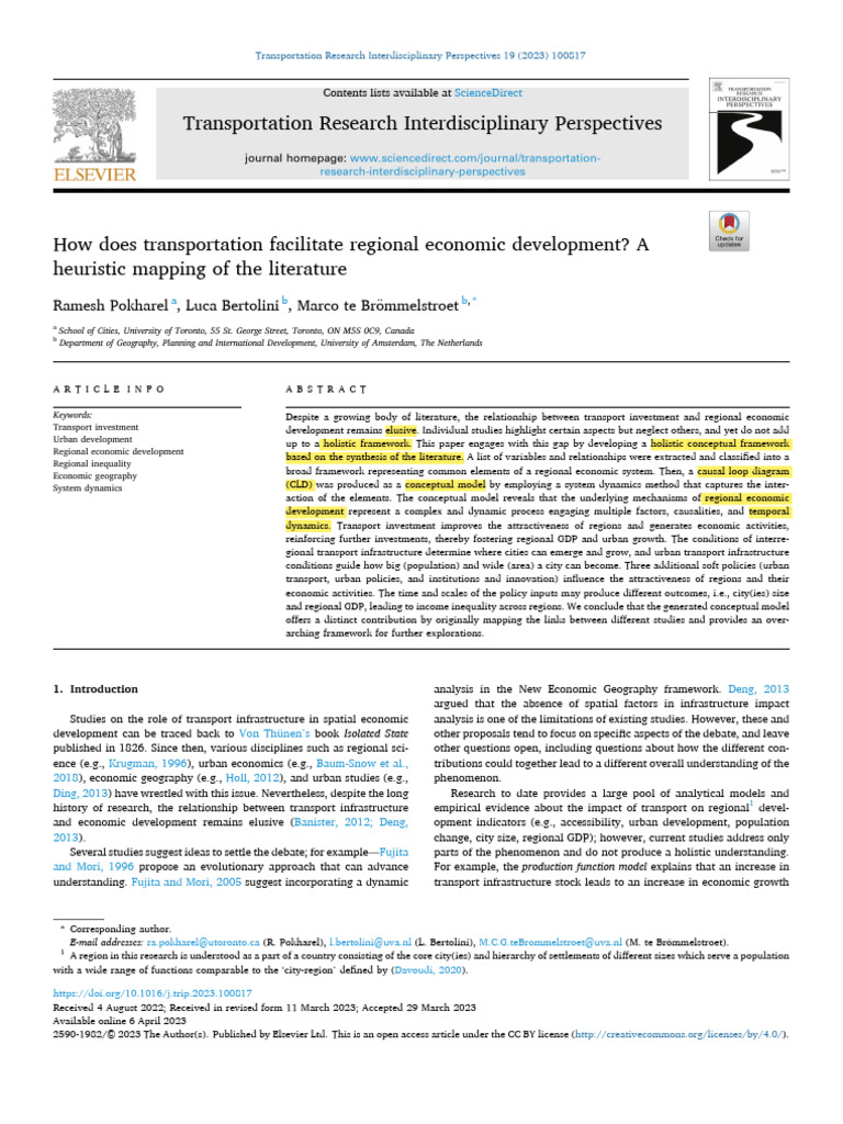 Transportation Facilitate Regional Economic Development | PDF | System ...
