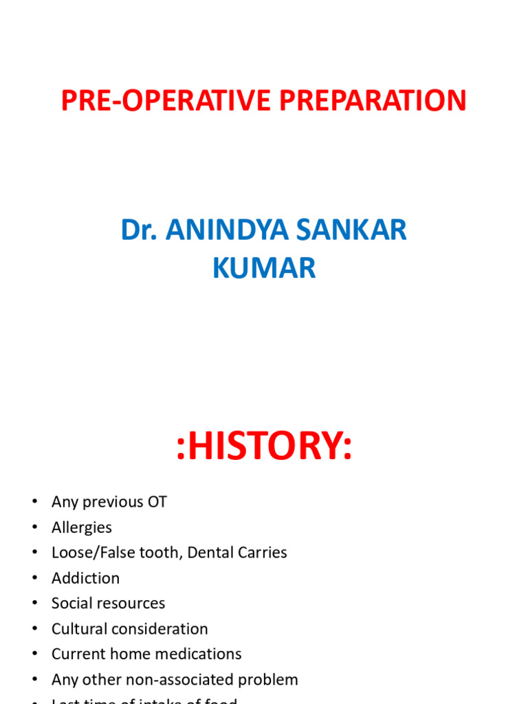 Pre Operative Preparation | PDF