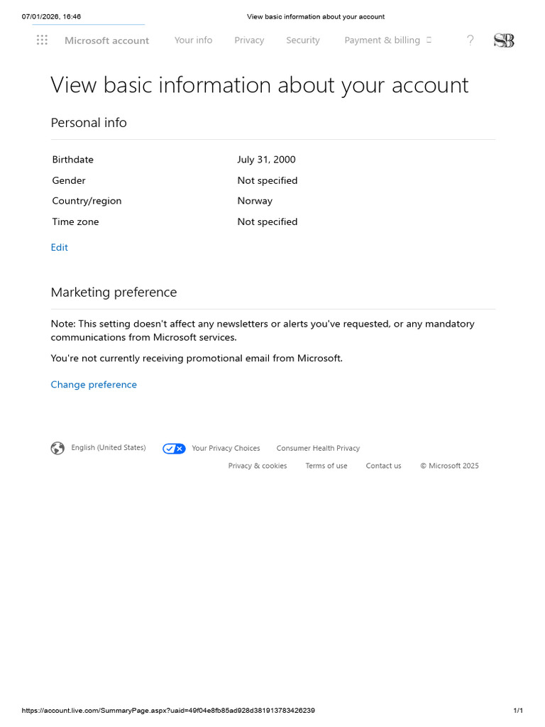 View Basic Information About Your Account | PDF