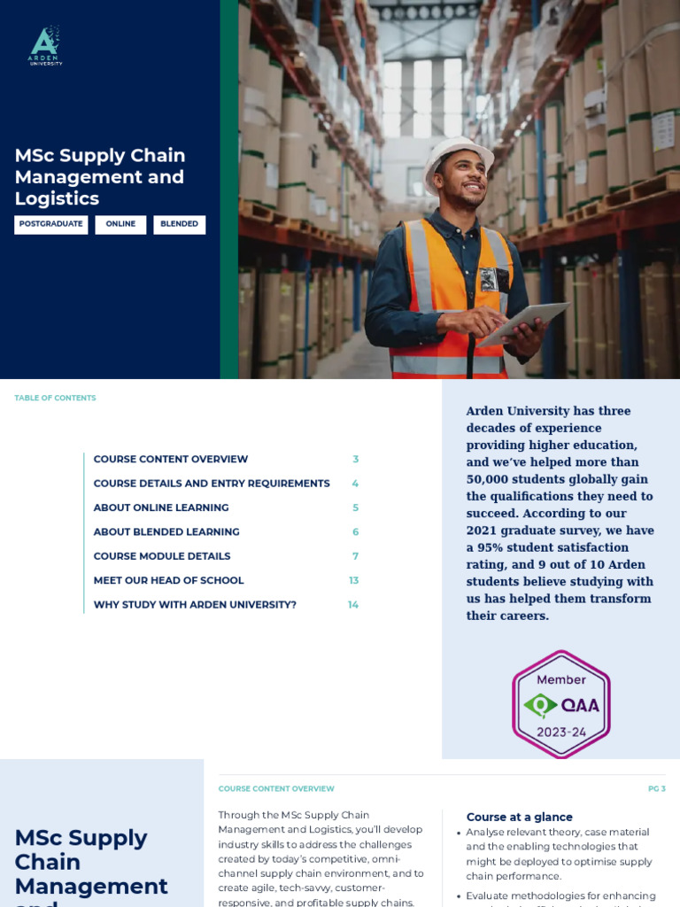 MSC Supply Chain Management and Logistics | PDF | Supply Chain | Supply ...