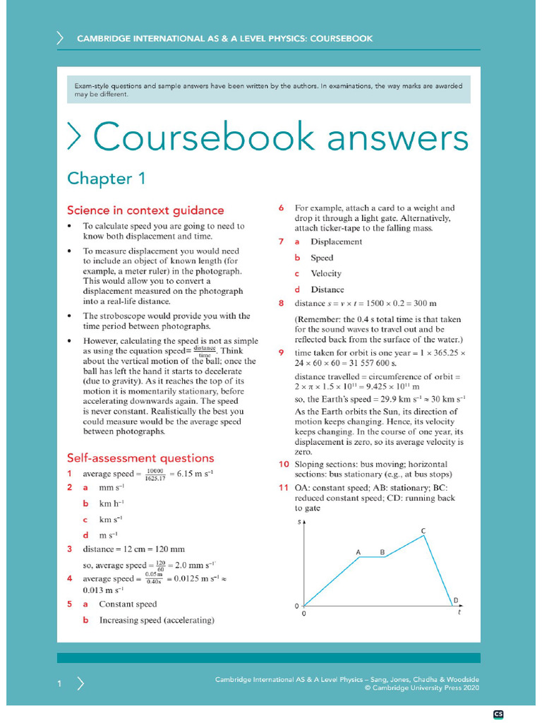 As A Level Physics Coursebook Answers | PDF