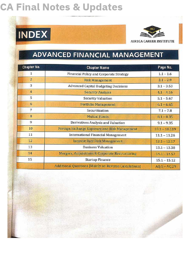 AFM Question Bank May 26 AIR 1 CA | PDF