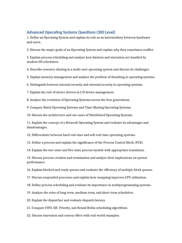 OS Advanced Questions | PDF | Scheduling (Computing) | Process (Computing)