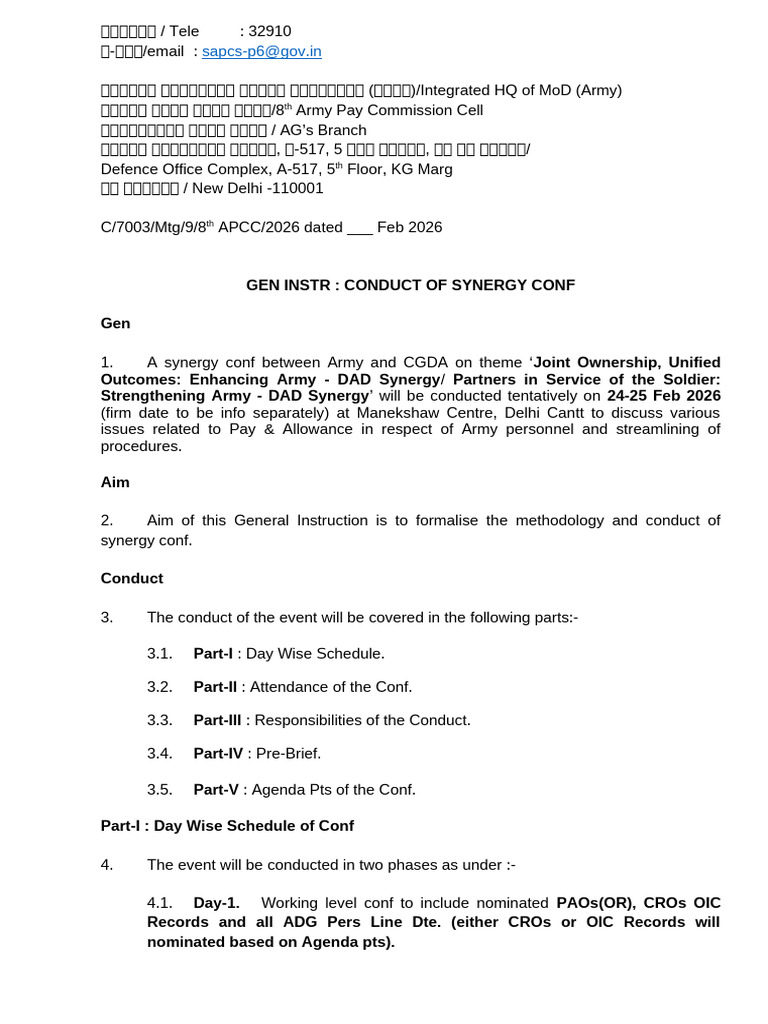 Draft Gen Instr - Synergy Conf Feb - 09 Feb 26 | PDF