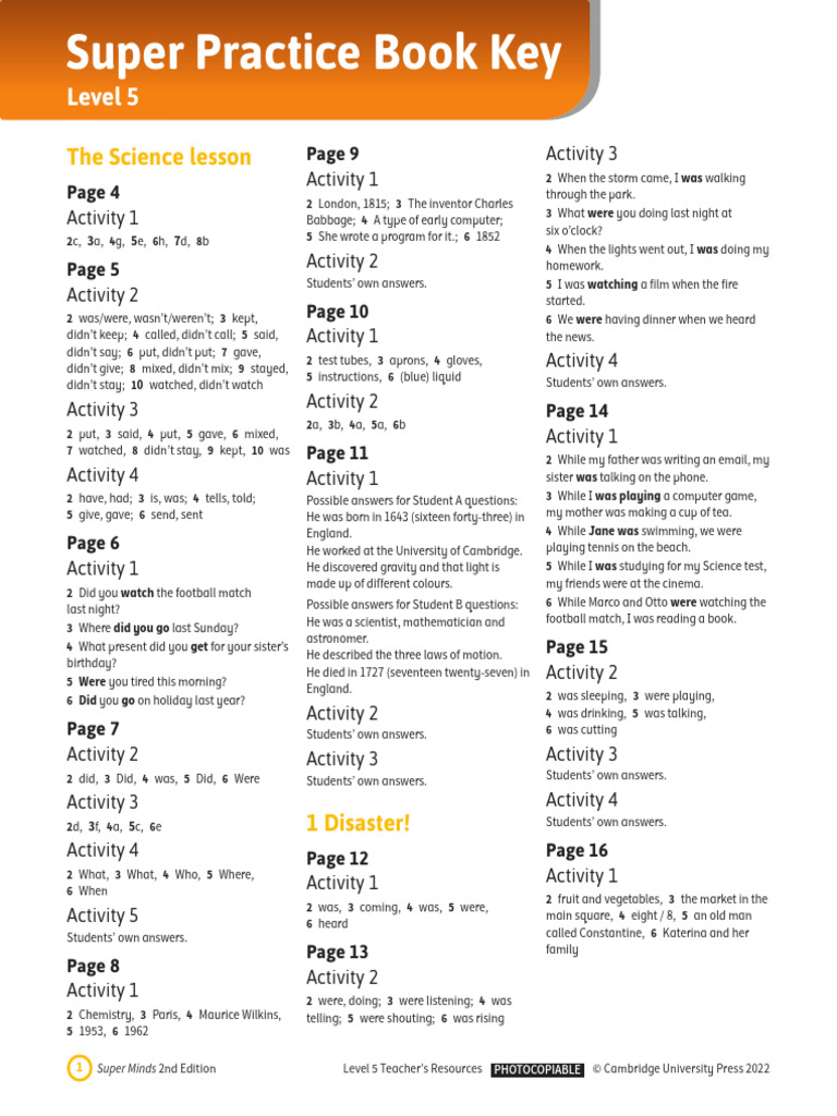 SM2ed Super Practice Book L5 Answer Key | PDF