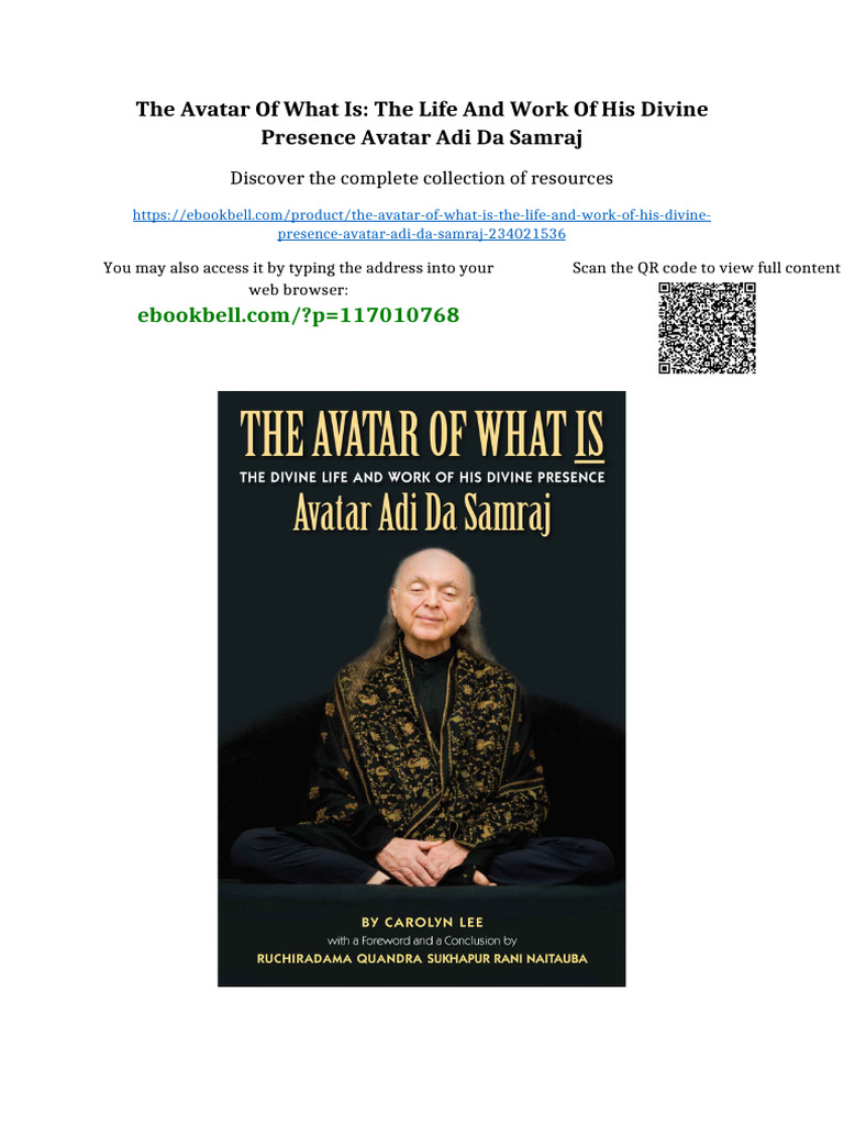 The Avatar of What Is: The Life and Work of His Divine Presence Avatar ...