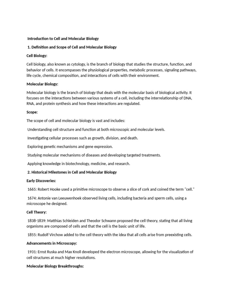 Cell and Molecular Biology 1 | PDF | Molecular Biology | Biology