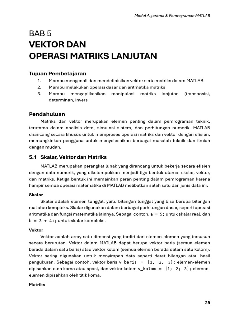 Vektor Dan Operasi Matriks Lanjutan | PDF