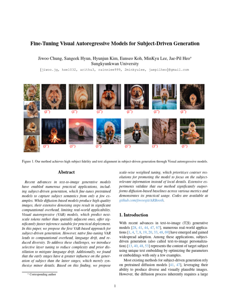Fine-Tuning Visual Autoregressive Models For Subject-Driven Generation ...
