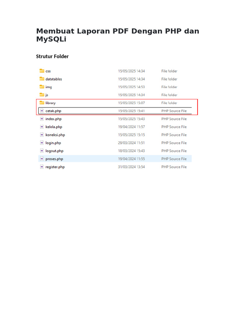 Membuat Laporan PDF Dengan PHP Dan MySQLi | PDF
