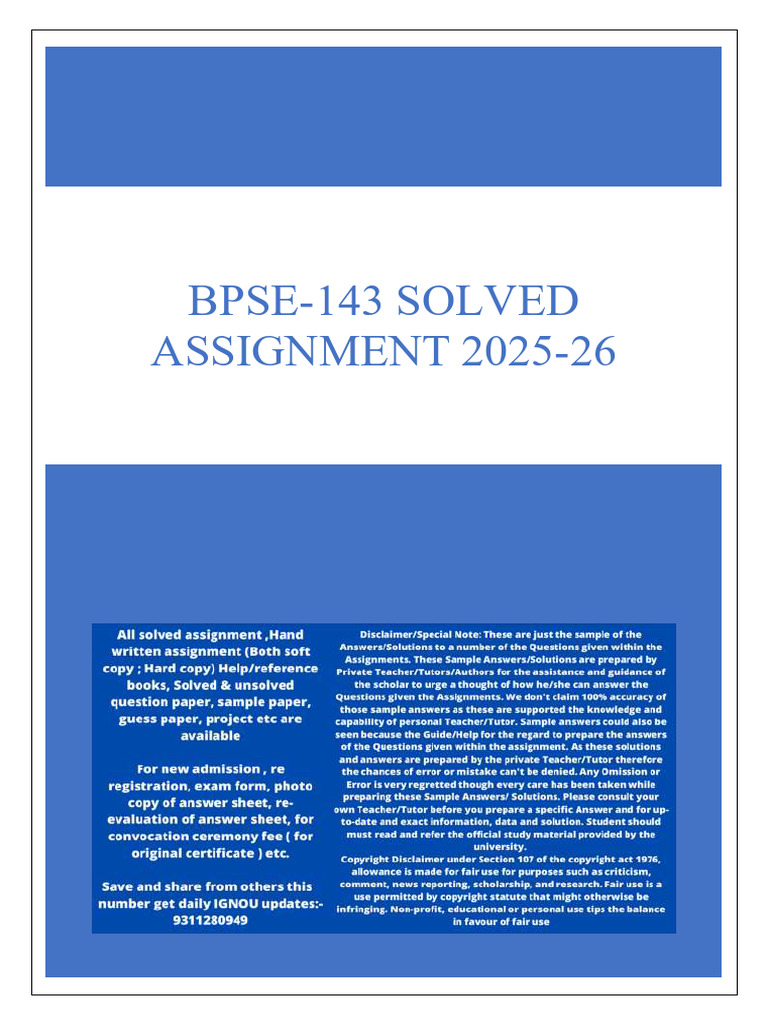 Bpse-143 2025-26 HM | PDF
