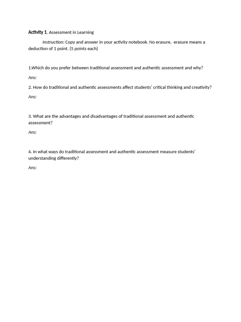 Activity1 Assessment in Learning | PDF