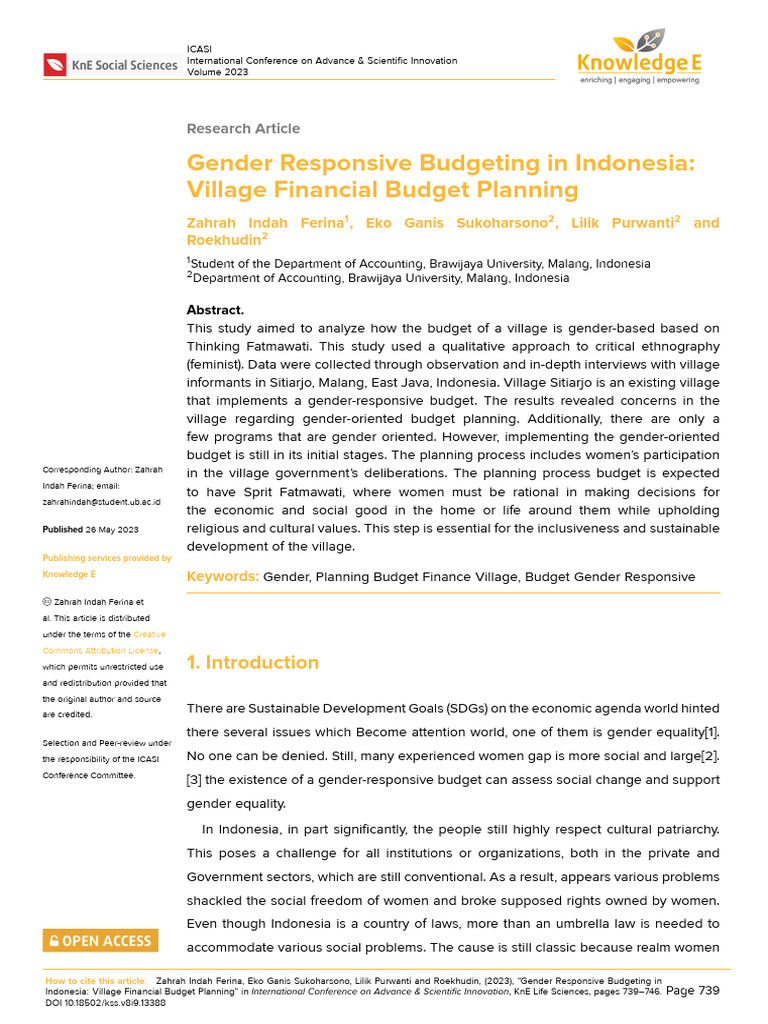 Gender Responsive Budgeting in Indonesia Village Financial 2wtid4lj ...