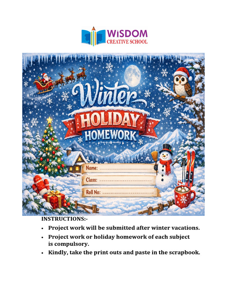 Class 3rd Holiday Homework | PDF