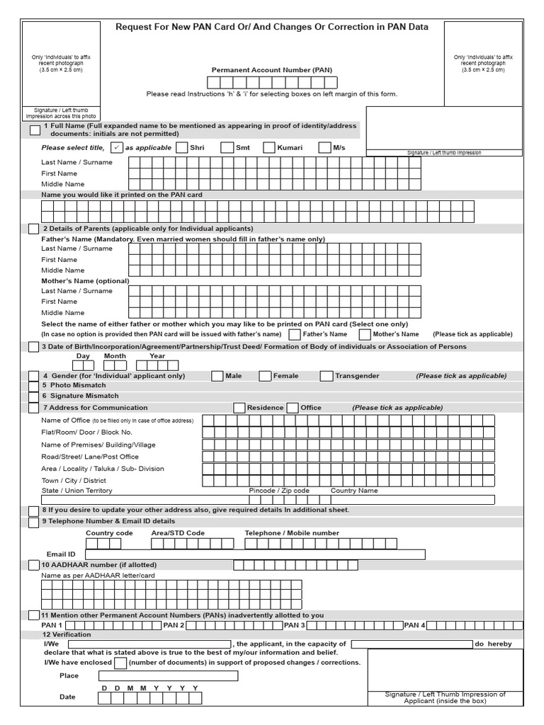 Form for Changes in Pan | PDF | Authentication | Access Control