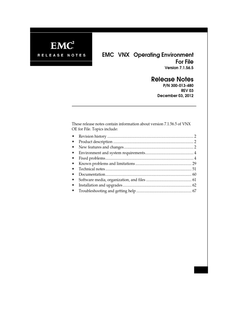 Docu44573 Vnx Operating Environment for File Release Notes Version 7-1 ...