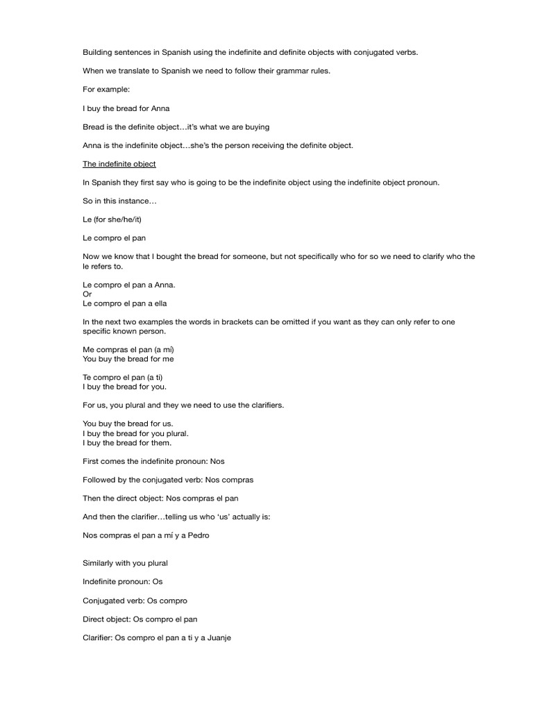Indirect Direct Object Pronouns Final | PDF | Object (Grammar) | Verb