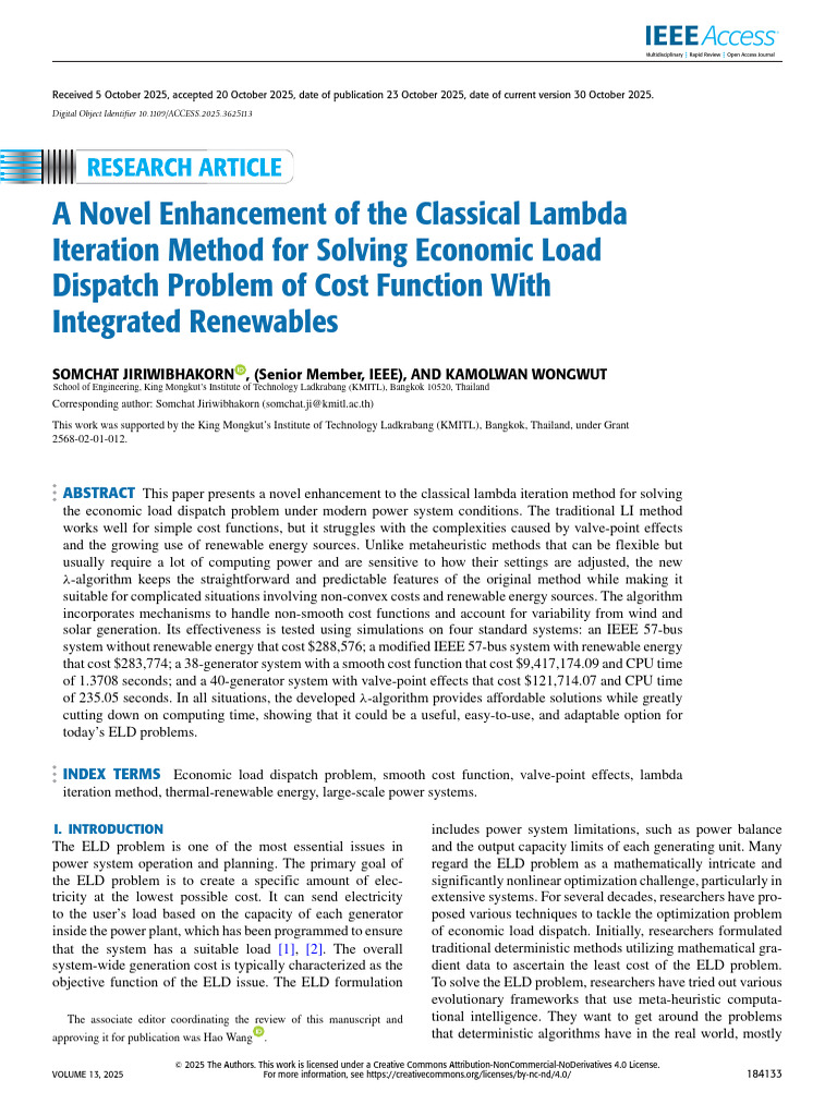 A Novel Enhancement of the Classical Lambda Iteration Method for ...