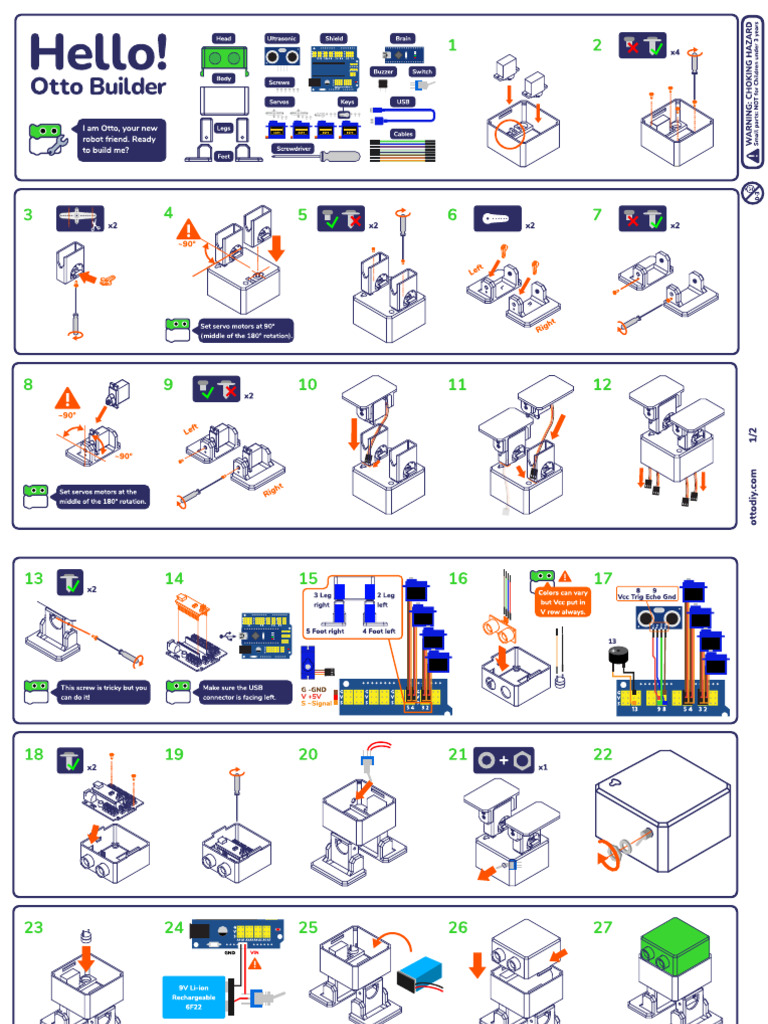 Otto Diy Robot Manual v 13 | PDF | Electrical Engineering | Electrical ...