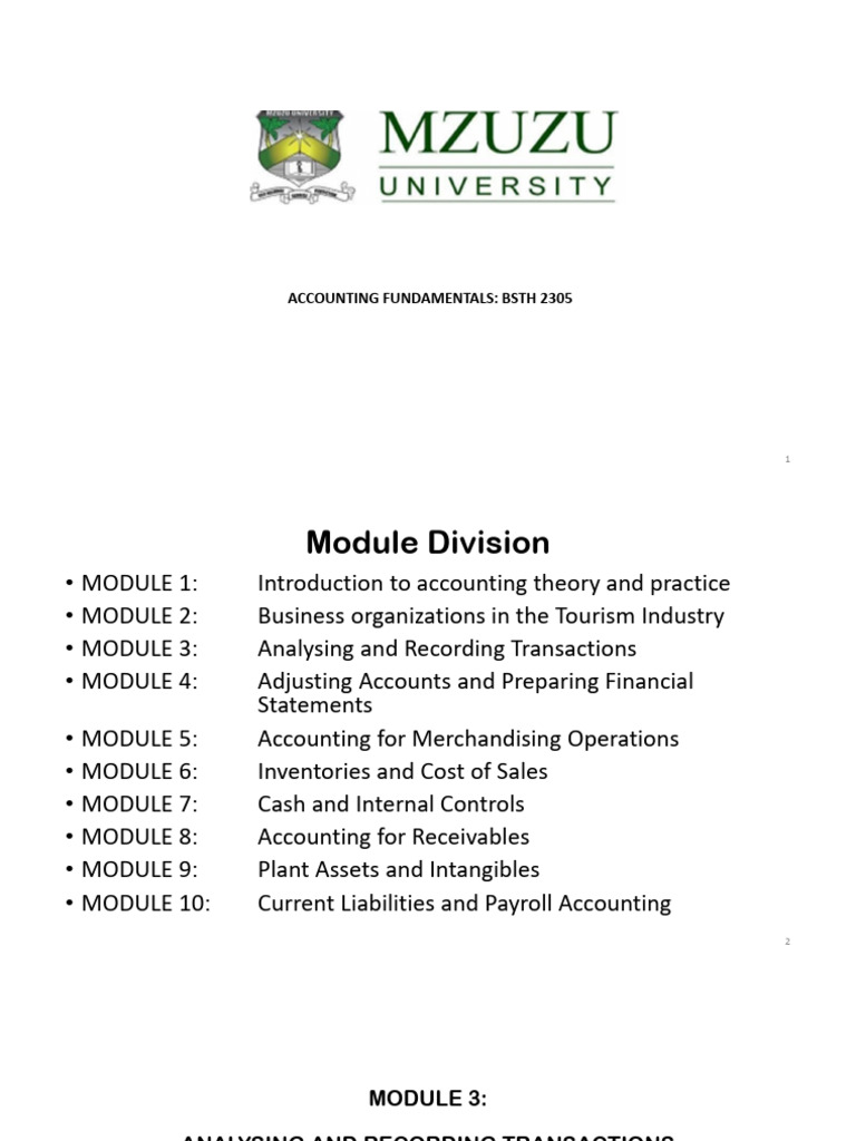 Module 3-Session 7 - Analyzing and Recording Transactions | PDF ...