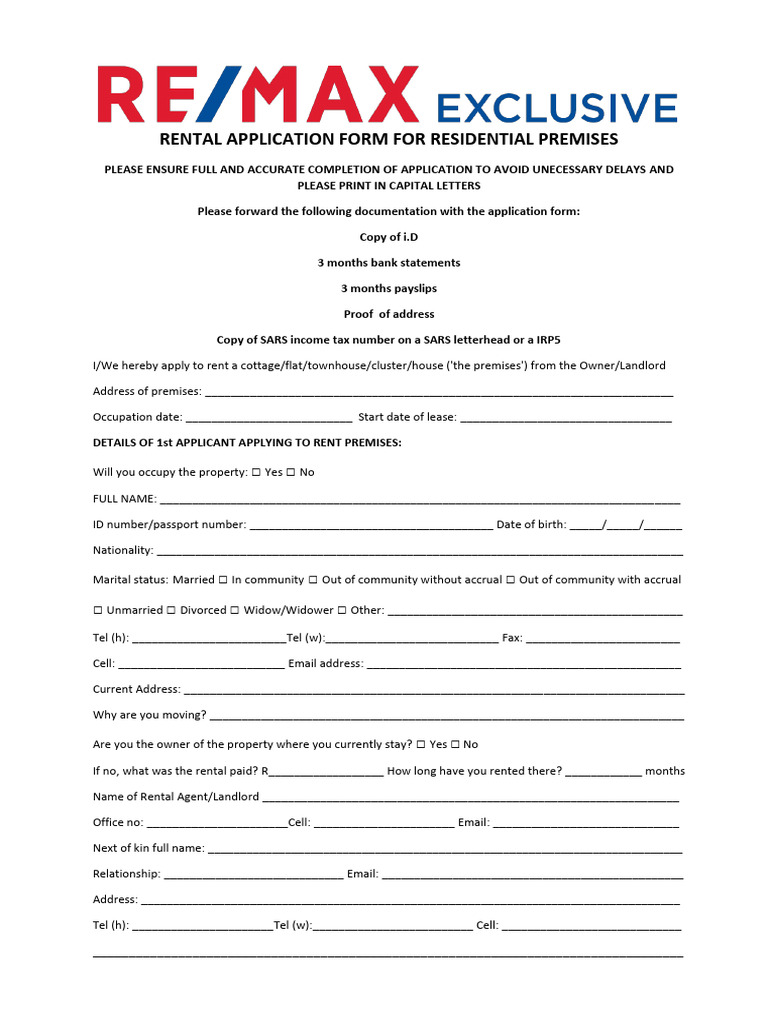 RENTAL APPLICATION FORM NEW 2022 | PDF | Credit History | Landlord