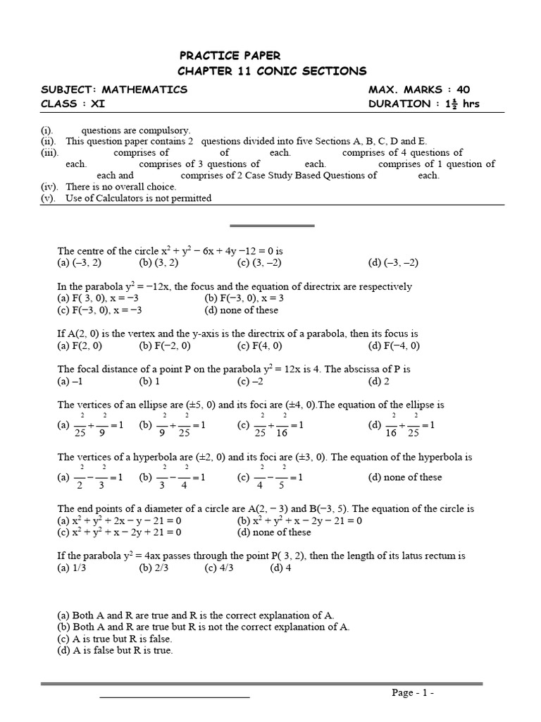 MATHS - 11 Conic Sections | PDF | Ellipse | Geometric Shapes