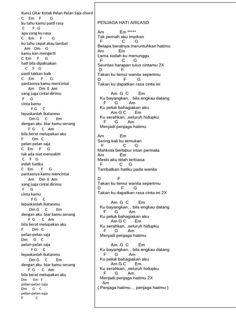 Lirik Lirik Lagu Indonesia Dan Chord | PDF