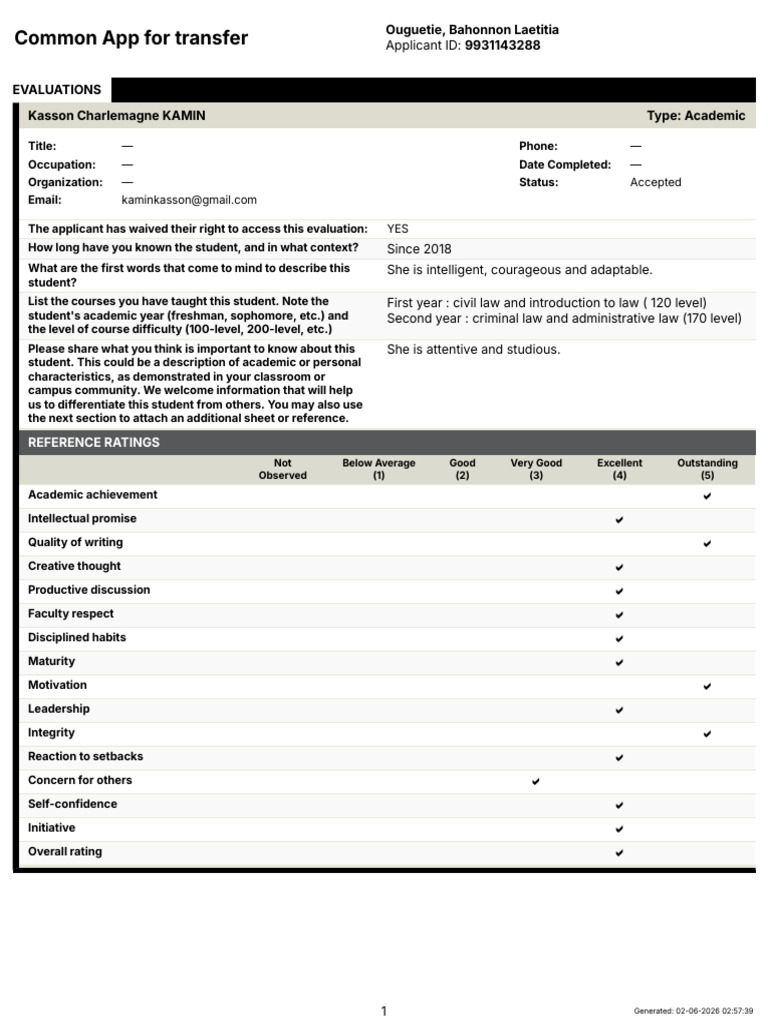 Common App For Transfer: - Accepted | PDF | Behavior Modification ...