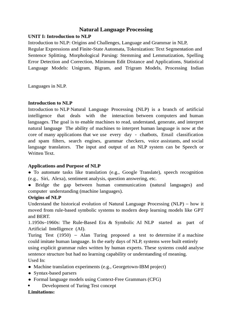 NLP Unit 1 | PDF | Automata Theory | Phrase