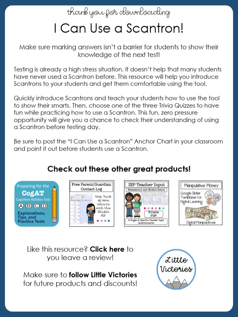 I Can Use A Scantron!: Check Out These Other Great Products! | PDF ...