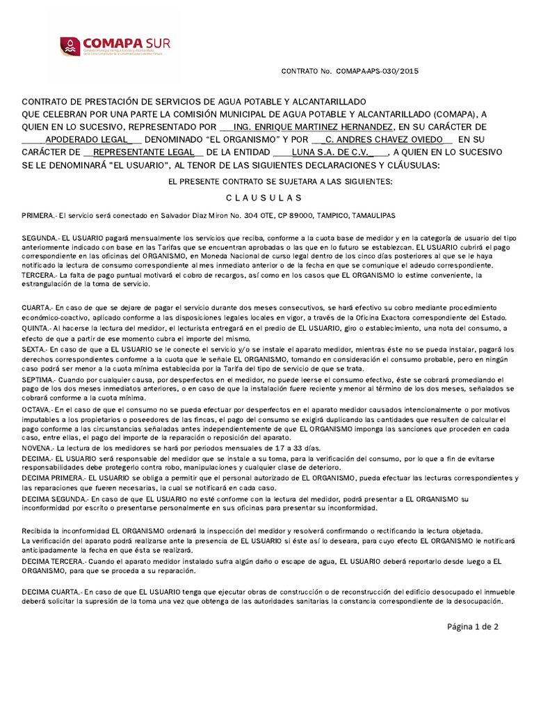 Contrato de Agua | PDF