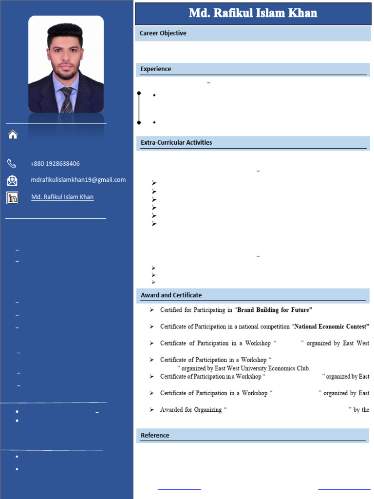 MD Rafikul Islam Khan CV | PDF