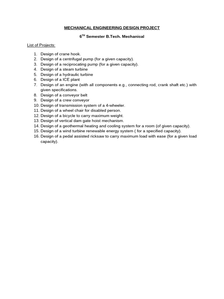 Mechanical Engineering Design Project | PDF