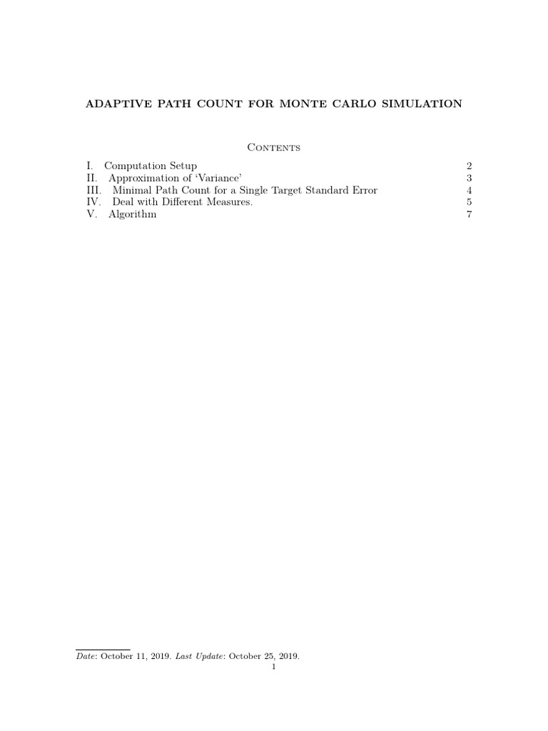 Monte Carlo Adaptive Path Count | PDF | Mathematical Analysis | Applied ...