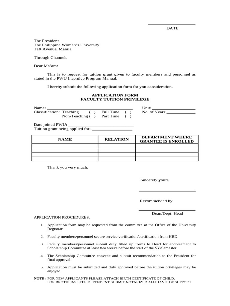 Faculty Tuition Privilege Form | PDF | Affidavit | Notary Public