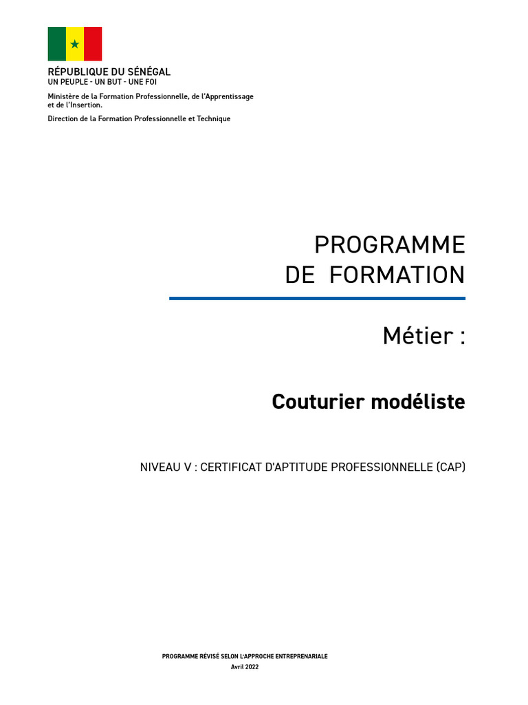 Cap Couturier Modeliste Revise-Valide Avril 2022 | PDF | Couture ...