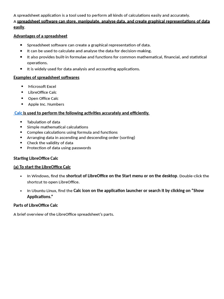 A Spreadsheet Application is a Tool Used to Perform All Kinds of ...